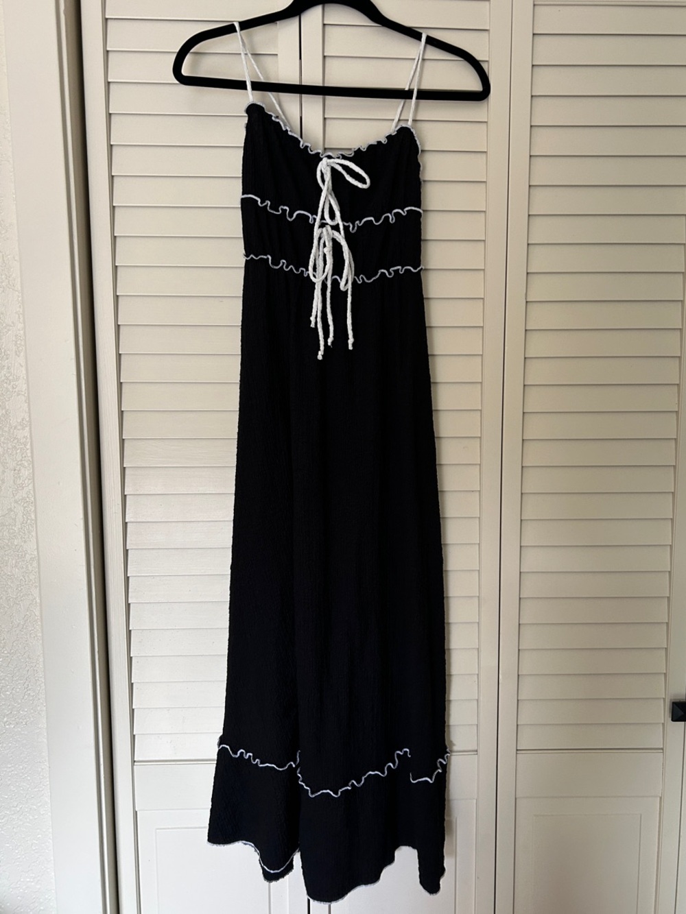 See You Monday Black Maxi Dress with White Trim Size M